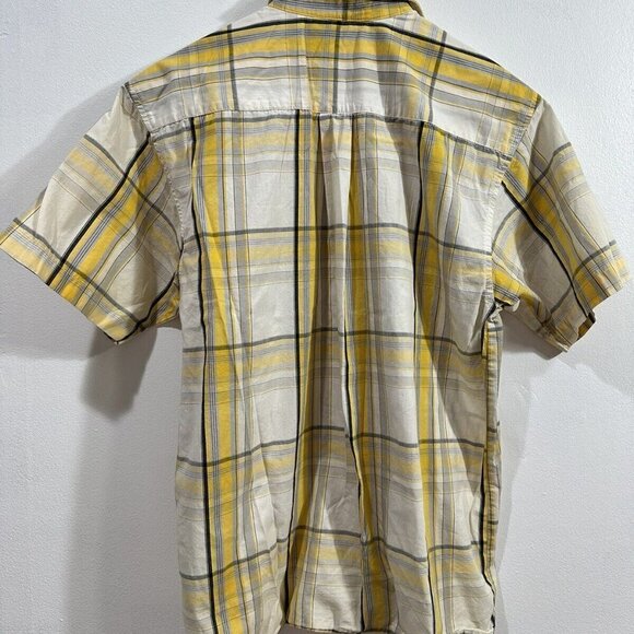 South Pole Teen Button Up Relaxed Short Sleeve  Yellow Plaid Shirt  Size L - Picture 7 of 7